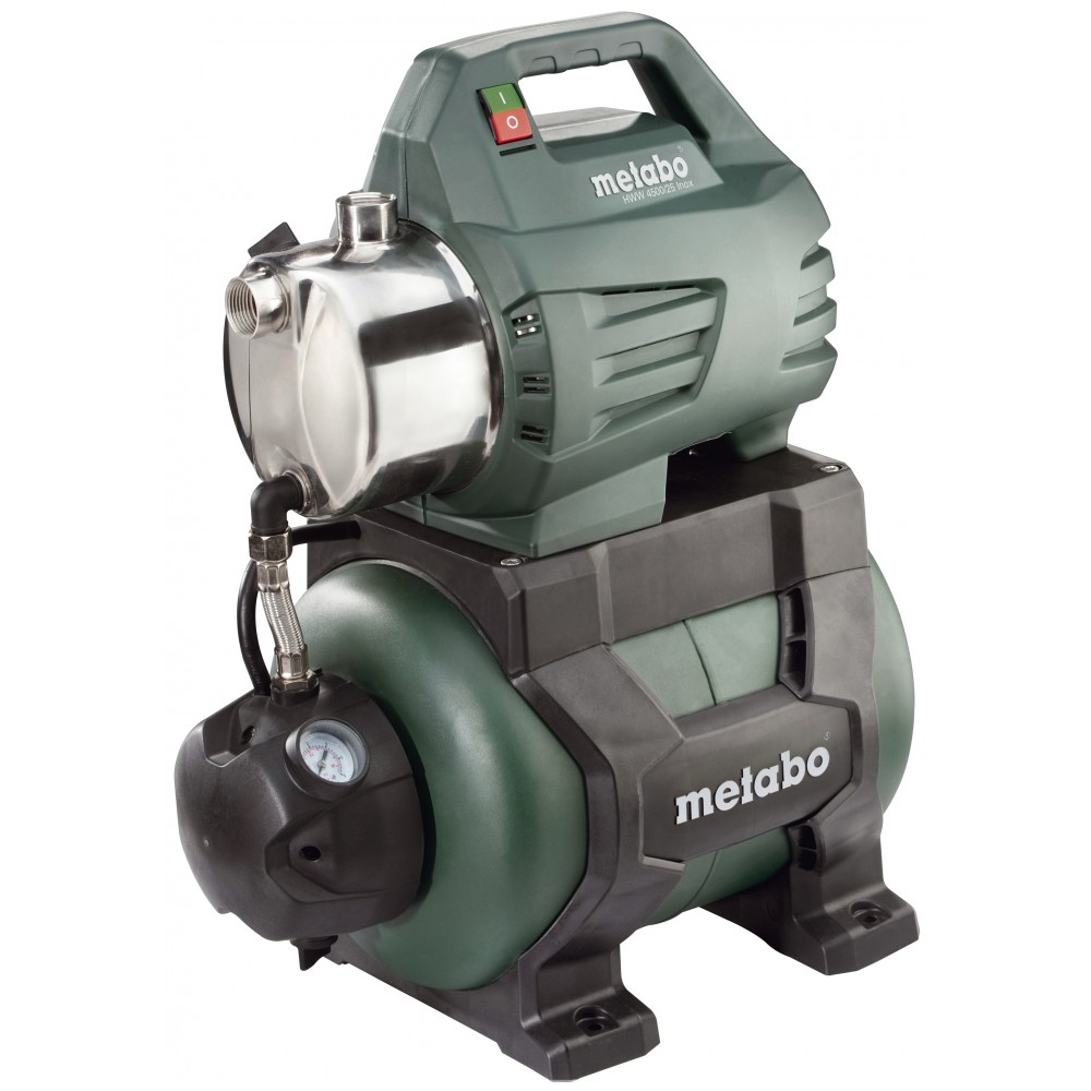 Egyfázisú hidrofor szivattyú METABO HWW 4500/25 INOX – 1300 W, áramlási sebesség 4500 l/h, emelőmagasság 48 m, tartálykapacitás 24 l |  |  |